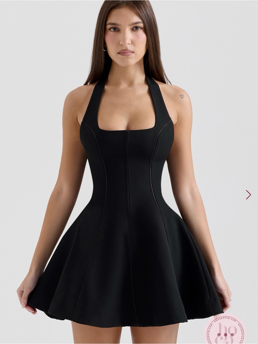 House of cb LOULETTE
Black Halter Neck Bow Mini Dres